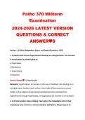 Patho 370 Midterm Examination 2024-2026 LATEST VERSION QUESTIONS & CORRECT ANSWERS