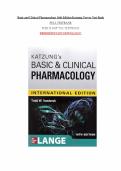 Test bank for Katzung's Basic and Clinical Pharmacology&comma; 16th Edition with test questions and answers graded A&plus;
