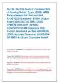 NU136 &vert; NU 136 Exam 4 &vert; Fundamentals  of Nursing Guide&vert;  Exam  &lpar;2026&rpar;  WITH  Recent Newest Verified And Well  ANALYZED Questions  EXAM   &lpar;Actual  Exam&rpar; 2026-2027 ACTUAL &lpar;2026&rpar;  UPDATE 20262027  ACTUAL   COMPLETE EXAM Questions With  Correct Detail