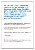 Nur 176 Exam 1 &lpar;2026&rpar;  WITH Recent  Newest Verified And Well ANALYZED  Questions  EXAM   &lpar;Actual Exam&rpar; 2026 2027 ACTUAL &lpar;2026&rpar;   COMPLETE EXAM  Questions With Correct Detailed &  Verified ANSWERS &lpar;100&percnt; Accurate  Solutions&rpar; &vert;&vert;ALREADY GRADED  A&plus;&vert;&vert;Exam Guara