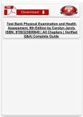 Test Bank Physical Examination and Health Assessment&comma; 9th Edition by Carolyn Jarvis ISBN&colon; 9780323809849 &vert; All Chapters &vert; Verified Q&A&vert; Complete Guide
