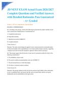 JD NEXT EXAM Actual Exam 2026&sol;2027 Complete Questions and Verified Answers with Detailed Rationales Pass Guaranteed - A&plus; Graded