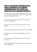 NUR 521 ADVANCED PHARMACOLOGY EXAM 3 UNIVERSITY OF ALABAMA COMPREHENSIVE TEST PAPER 2026 QUESTIONS WITH ANSWERS GRADED A&plus;