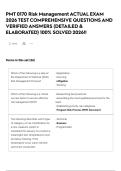 PMT 0170 Risk Management ACTUAL EXAM 2026 TEST COMPREHENSIVE QUESTIONS AND VERIFIED ANSWERS &lpar;DETAILED & ELABORATED&rpar; 100&percnt; SOLVED 2026&excl;&excl;