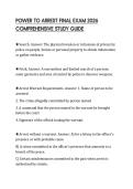 POWER TO ARREST FINAL EXAM 2026 COMPREHENSIVE STUDY GUIDE