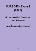 NURS 345 Exam 2 Study Guide &ndash; Nursing 345 Exam Review & Practice Questions