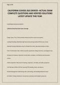 CALIFORNIA SCHOOL BUS DRIVER &ndash;ACTUAL EXAM COMPLETE QUESTIONS AND VERIFIED SOLUTIONS LATEST UPDATE THIS YEAR&period;pdf