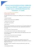 TEXAS CLASS D WATER LICENSE COMPLETE Actual Exam 2026&sol;2027 Complete Questions and Verified Answers with Detailed Rationales Pass Guaranteed - A&plus; Graded