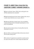 POWER TO ARREST FINAL EXAM 2026 FULL QUESTIONS CORRECT ANSWERS GRADED A&plus;