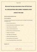 Wisconsin Nursing Jurisprudence Exam ACTUAL Exam ALL 200 QUESTIONS AND CORRECT ANSWERS LATEST UPDATE THIS YEAR