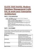 Elite Test Bank & Exam Prep&colon; Modern Database Management &lpar;13th Edition&rpar; by Hoffer - MIS 333K & Enterprise Architecture