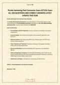 Florida Swimming Pool Contractor Exam ACTUAL Exam ALL 200 QUESTIONS AND CORRECT ANSWERS LATEST UPDATE THIS YEAR