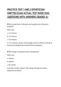 PRACTICE TEST 1 AND 2 ESTHETICIAN WRITTEN EXAM ACTUAL TEST PAPER 2026 QUESTIONS WITH ANSWERS GRADED A&plus;