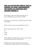 NUR 2520 PSYCHIATRIC MENTAL HEALTH NURSING TEST BANK COMPREHENSIVE TEST PAPER 2026 QUESTIONS WITH ANSWERS GRADED A&plus;