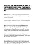 NUR 2520 PSYCHIATRIC MENTAL HEALTH NURSING TEST BANK FINAL STUDY GUIDE 2026 QUESTIONS WITH ANSWERS GRADED A&plus;