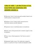 CHEM 120 WEEK 7 LAB PRACTICUM ACTUAL EXAM PAPER 2026 QUESTIONS WITH ANSWERS GRADED A&plus;