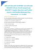 ADVANCED LIFE SUPPORT ALS ONLINE SESSION FINAL EXAM Actual Exam 2026&sol;2027 Complete Questions and Verified Answers with Detailed Rationales Pass Guaranteed - A&plus; Graded
