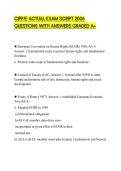 CIPP&sol;E ACTUAL EXAM SCRIPT 2026 QUESTIONS WITH ANSWERS GRADED A&plus;
