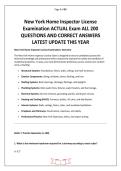 New York Home Inspector License Examination ACTUAL Exam ALL 200 QUESTIONS AND CORRECT ANSWERS LATEST UPDATE THIS YEAR