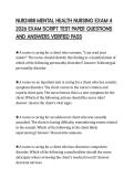NUR2488 MENTAL HEALTH NURSING EXAM 4 2026 EXAM SCRIPT TEST PAPER QUESTIONS AND ANSWERS VERIFIED PASS