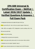EPA 608 Universal Certification Exam 2026&sol;2027 &ndash; Complete Verified Questions & Answers &vert; HVAC Technician Study Pack