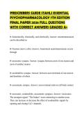 PRESCRIBERS GUIDE STAHLS ESSENTIAL PSYCHOPHARMACOLOGY 7TH EDITION FINAL PAPER 2026 FULL QUESTIONS WITH CORRECT ANSWERS GRADED A&plus;