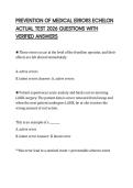 PREVENTION OF MEDICAL ERRORS ECHELON ACTUAL TEST 2026 QUESTIONS WITH VERIFIED ANSWERS