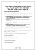 Texas Vehicle Emissions Inspector Exam ACTUAL Exam ALL 200 QUESTIONS AND CORRECT ANSWERS LATEST UPDATE THIS YEAR