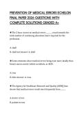 PREVENTION OF MEDICAL ERRORS ECHELON FINAL PAPER 2026 QUESTIONS WITH COMPLETE SOLUTIONS GRADED A&plus;