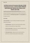 Certified Commercial Investment Member &lpar;CCIM&rpar; Comprehensive Exam &ndash;ACTUAL EXAM COMPLETE QUESTIONS AND VERIFIED SOLUTIONS LATEST UPDATE THIS YEAR