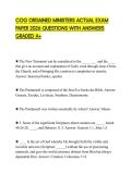COG ORDAINED MINISTERS ACTUAL EXAM PAPER 2026 QUESTIONS WITH ANSWERS GRADED A&plus;