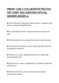PRIMARY CARE A COLLABORATIVE PRACTICE TEST SCRIPT 2026 QUESTIONS WITH FULL ANSWERS GRADED A&plus;