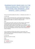 PHARMACOLOGY MADE EASY 5&period;0 &ndash; MUSCULOSKELETAL SYSTEM TEST &vert; COMPLETE QUESTIONS AND ANSWERS &vert; 2026 UPDATED STUDY GUIDE