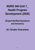 NURS 340 Unit 7 Health Program Development Study Guide &ndash; Community Health Nursing Notes