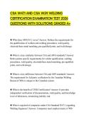 CSA W47&period;1 AND CSA W59 WELDING CERTIFICATION EXAMINATION TEST 2026 QUESTIONS WITH SOLUTIONS GRADED A&plus;