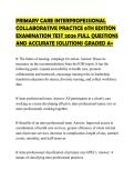 PRIMARY CARE INTERPROFESSIONAL COLLABORATIVE PRACTICE 6TH EDITION EXAMINATION TEST 2026 FULL QUESTIONS AND ACCURATE SOLUTIONS GRADED A&plus;