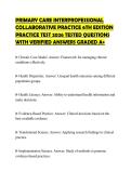 PRIMARY CARE INTERPROFESSIONAL COLLABORATIVE PRACTICE 6TH EDITION PRACTICE TEST 2026 TESTED QUESTIONS WITH VERIFIED ANSWERS GRADED A&plus;