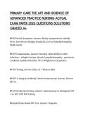 PRIMARY CARE THE ART AND SCIENCE OF ADVANCED PRACTICE NURSING ACTUAL EXAM PAPER 2026 QUESTIONS SOLUTIONS GRADED A&plus;