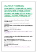 MULTISTATE PROFESSIONAL  RESPONSIBILITY EXAMINATION &lpar;MPRE&rpar;  QUESTIONS AND CORRECT ANSWERS  &lpar;VERIFIED ANSWERS&rpar; PLUS RATIONALES  2026 Q&A INSTANT DOWNLOAD PDF 