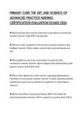 PRIMARY CARE THE ART AND SCIENCE OF ADVANCED PRACTICE NURSING CERTIFICATION EVALUATION EXAMS 2026