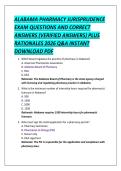 ALABAMA PHARMACY JURISPRUDENCE  EXAM QUESTIONS AND CORRECT  ANSWERS &lpar;VERIFIED ANSWERS&rpar; PLUS  RATIONALES 2026 Q&A INSTANT  DOWNLOAD PDF 