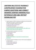 UNIFORM MULTISTATE PHARMACY  JURISPRUDENCE EXAMINATION  &lpar;UMPJE&rpar; QUESTIONS AND CORRECT  ANSWERS &lpar;VERIFIED ANSWERS&rpar; PLUS  RATIONALES 2026 Q&A INSTANT  DOWNLOAD PDF 