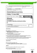 BUNDLE &colon;&colon;&colon; Pearson Edexcel Level 3 GCE Greek 2025 Combined Question Paper and Mark Scheme