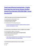 Texas Funeral Director Licensing Exam &ndash; Practice Exam Questions And Correct Answers &lpar;Verified Answers&rpar; Plus Rationales 2025&sol;2026 Q&A &vert; Instant Download Pdf