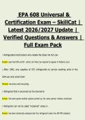 EPA 608 Universal & Certification Exam 2026&sol;2027 &ndash; SkillCat Verified Questions & Answers Full Exam Pack
