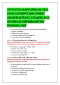 CERTIFIED BUILDING OFFICIAL &lpar;CBO&rpar;  EXAM QUESTIONS AND CORRECT  ANSWERS &lpar;VERIFIED ANSWERS&rpar; PLUS  RATIONALES 2026 Q&A INSTANT  DOWNLOAD PDF 