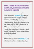 NR 442 Community Health Nursing Exam 2 2025-2026 &vert; Verified Questions and Answers Latest Update &vert; Complete Study Guide for Undergraduate Nursing Students