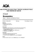 AQA A-LEVEL Economics Paper 1 Markets and Market Failure 2025 VERIFIED QP AND MS 