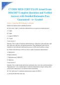 CT DDS MED CERT EXAM Actual Exam 2026&sol;2027 Complete Questions and Verified Answers with Detailed Rationales Pass Guaranteed - A&plus; Graded