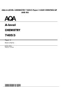 AQA A-LEVEL CHEMISTRY 7405&sol;3 Paper 3 2025 VERIFIED QP AND MS